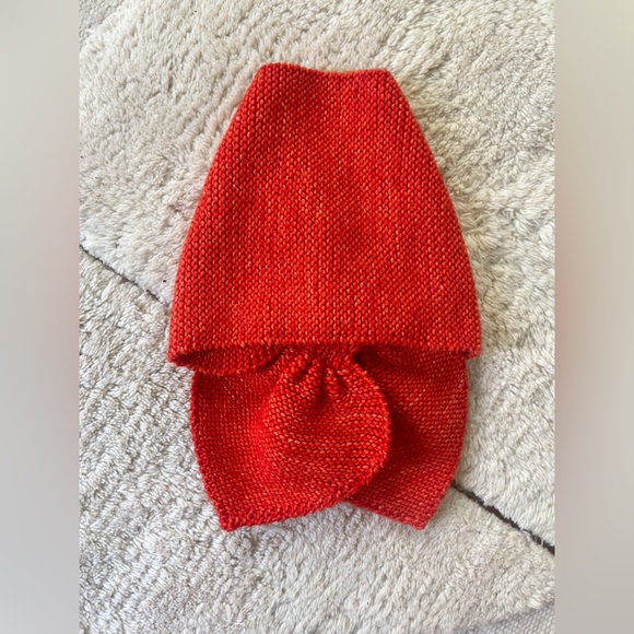 Misha & Puff Hot Red Wool Sledding Scarf Adult Women’s Orange Bright Handmade - Picture 9 of 11